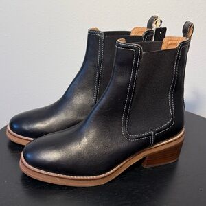 Joie Leather Ankle Boots with Elastic Black